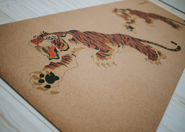Eco Cork Yoga Mat Leopard Print - Tiger on the floor