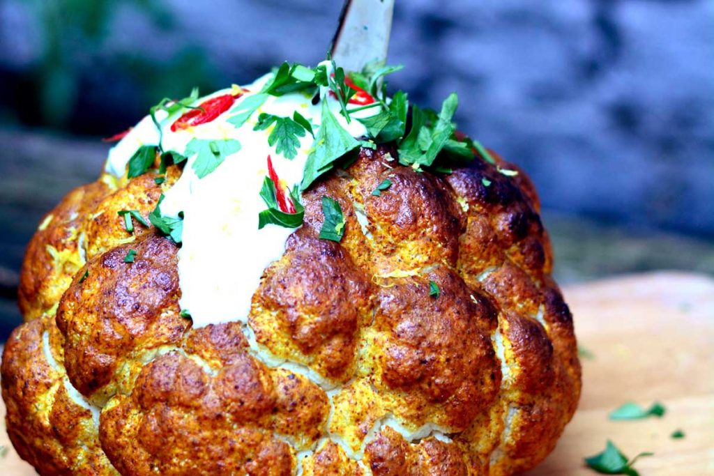 Melt in the Mouth Whole Roasted Cauliflower with Spicy Yoghurt Supawell