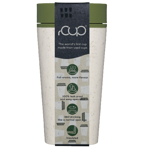 rCup Recycled Coffee Cup Keep Cup 12oz - Cream Green