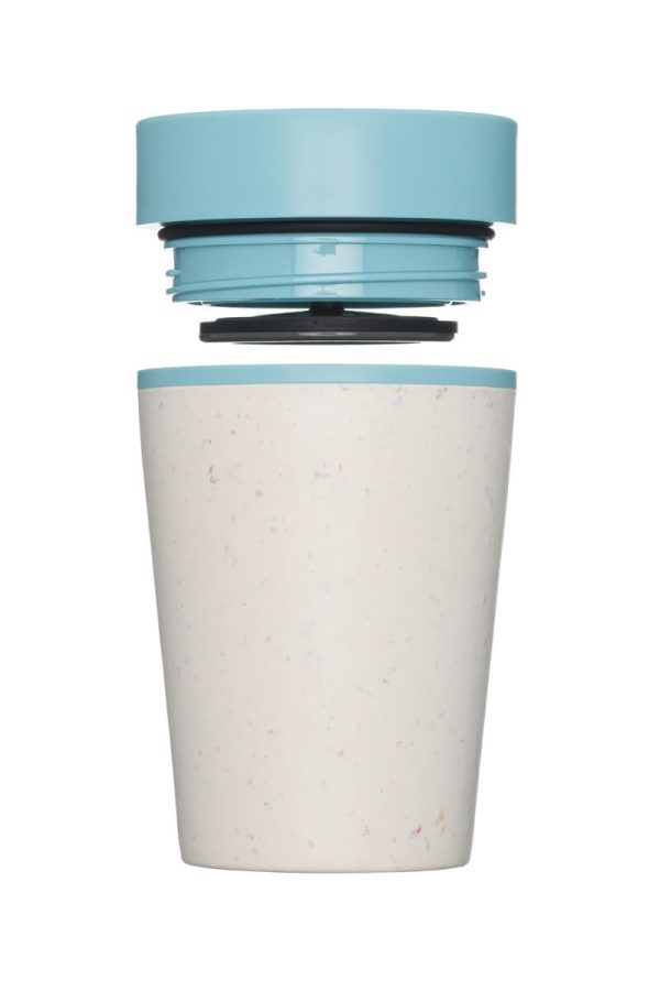 rCup Recycled Coffee Cup Keep Cup 8oz - Cream Teal Lid Open 8oz