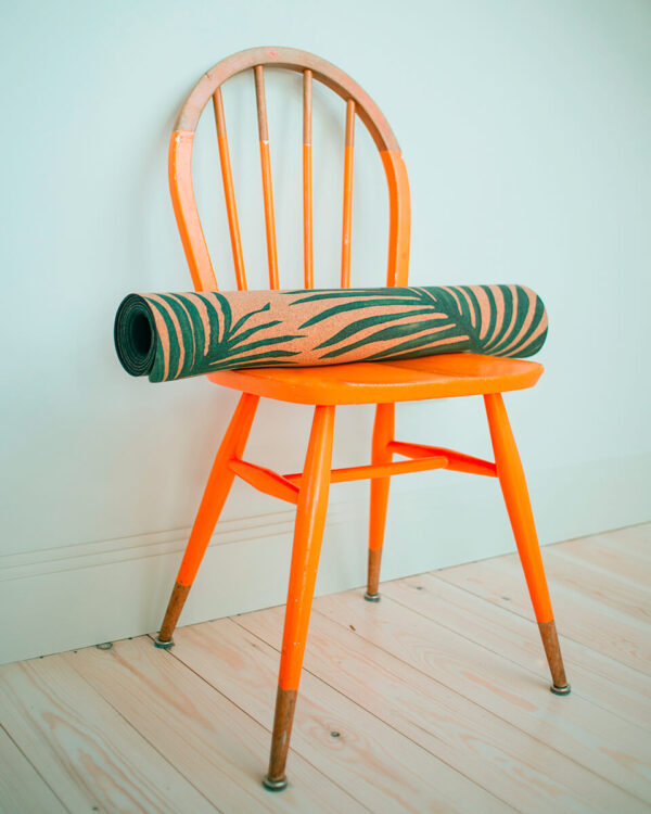 Eco Cork Yoga Mat Paradise - On Orange Chair