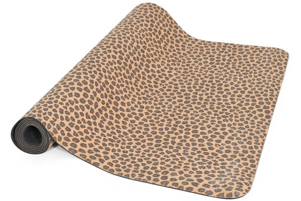 Eco Cork Yoga Mat Supawell - Leopard Roll Left