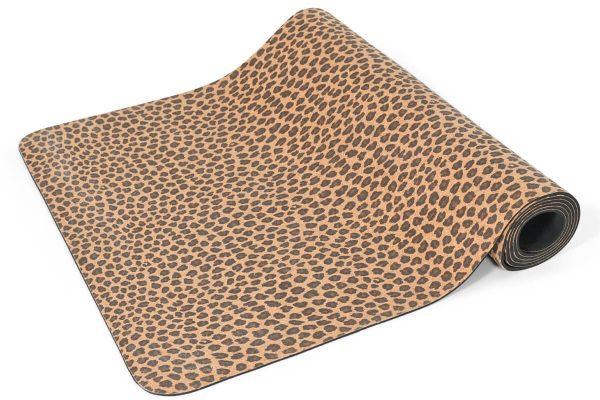 Eco Cork Yoga Mat Supawell - Leopard Roll Right