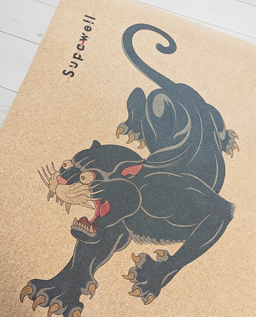 Eco Cork Yoga Mat – Black Panther | Natural Cork & Rubber Pilates Mat | Supawell