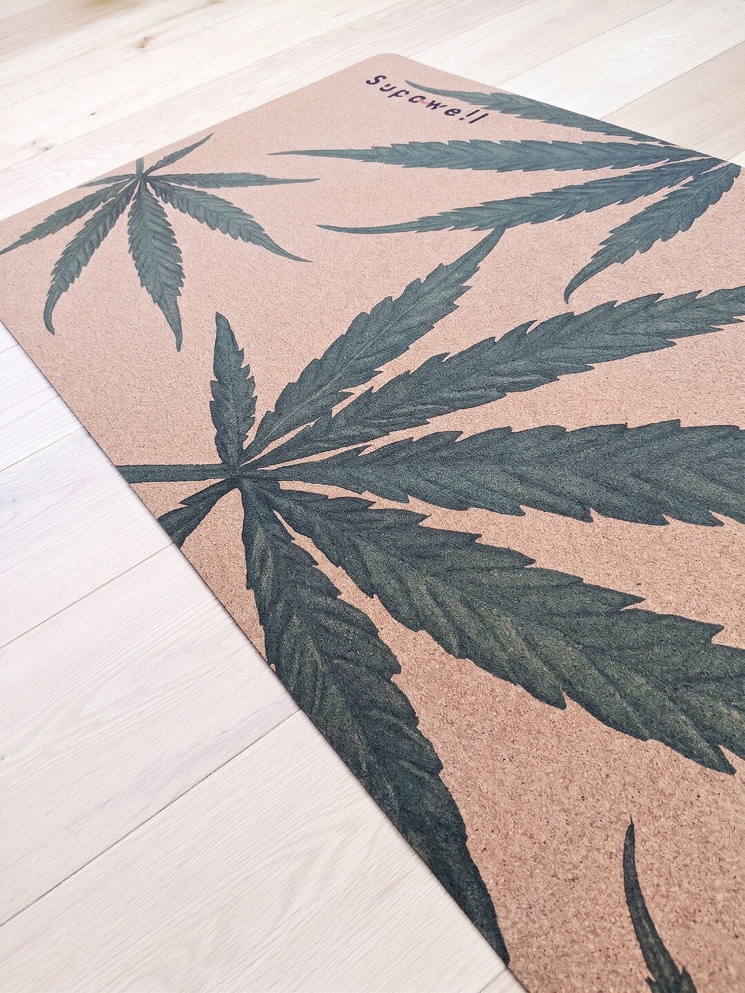 Supawell Eco Cork Yoga Mat - Hemp Leaf