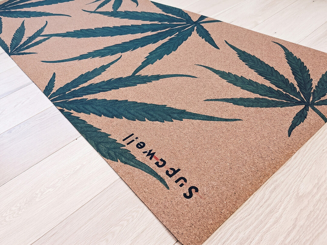 Supawell Eco Cork Yoga Mat - Hemp Leaf