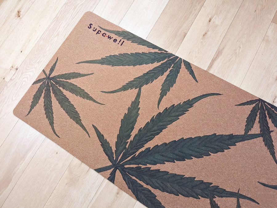 Supawell Eco Cork Yoga Mat - Hemp Leaf