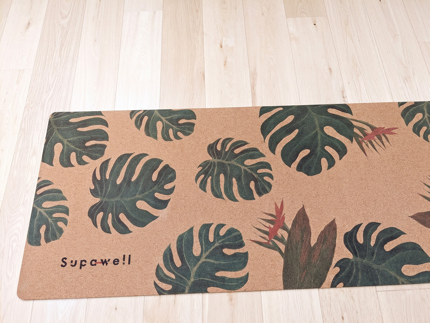 Supawell Eco Cork Yoga Mat Monstera
