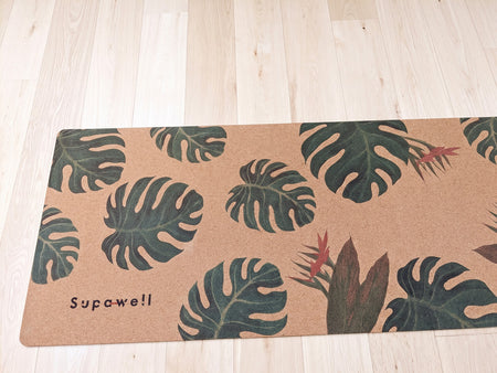 Supawell Eco Cork Yoga Mat Monstera