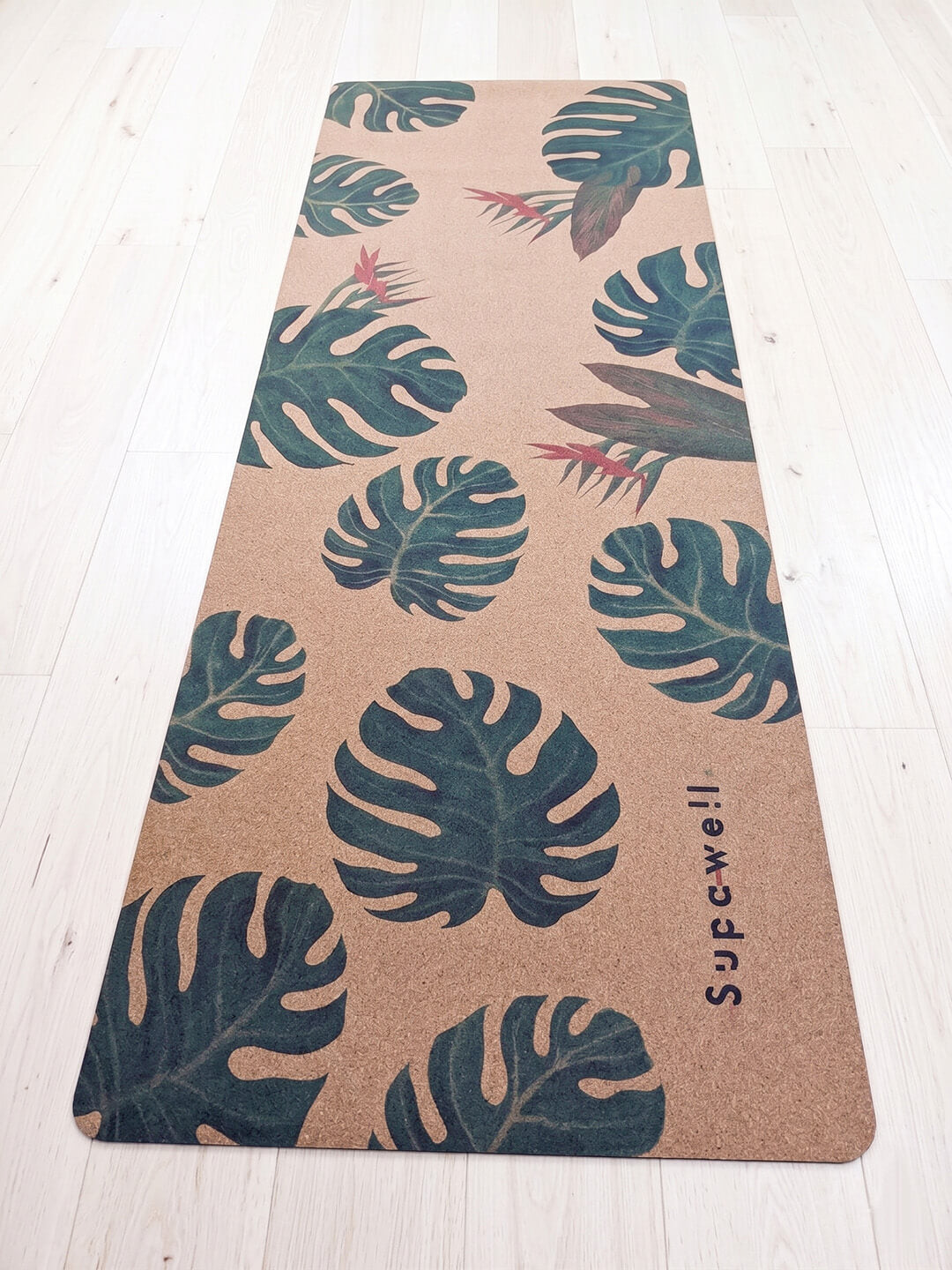 Supawell Eco Cork Yoga Mat Monstera