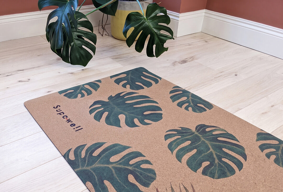 Supawell Eco Cork Yoga Mat Monstera