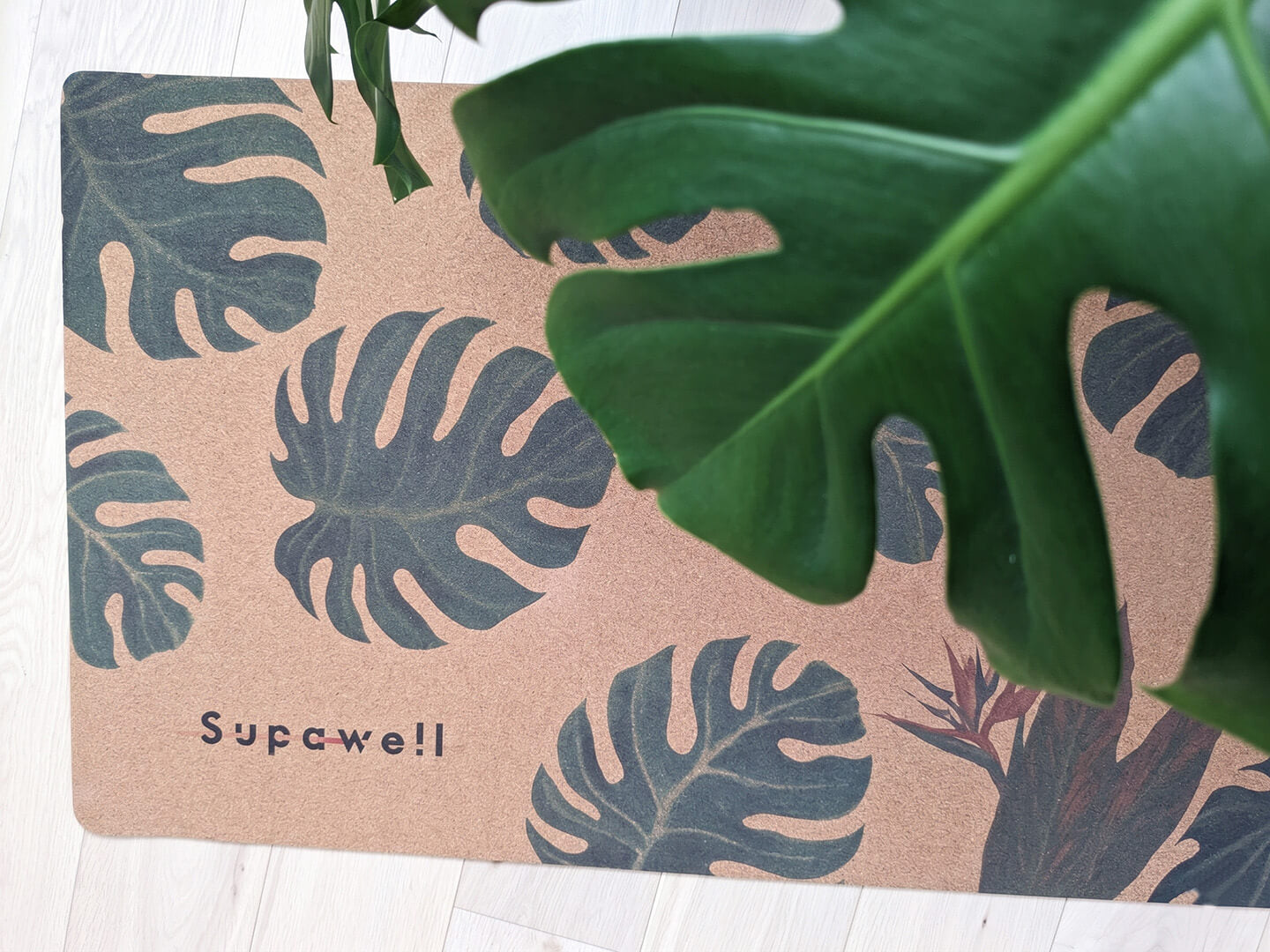 Supawell Eco Cork Yoga Mat Monstera